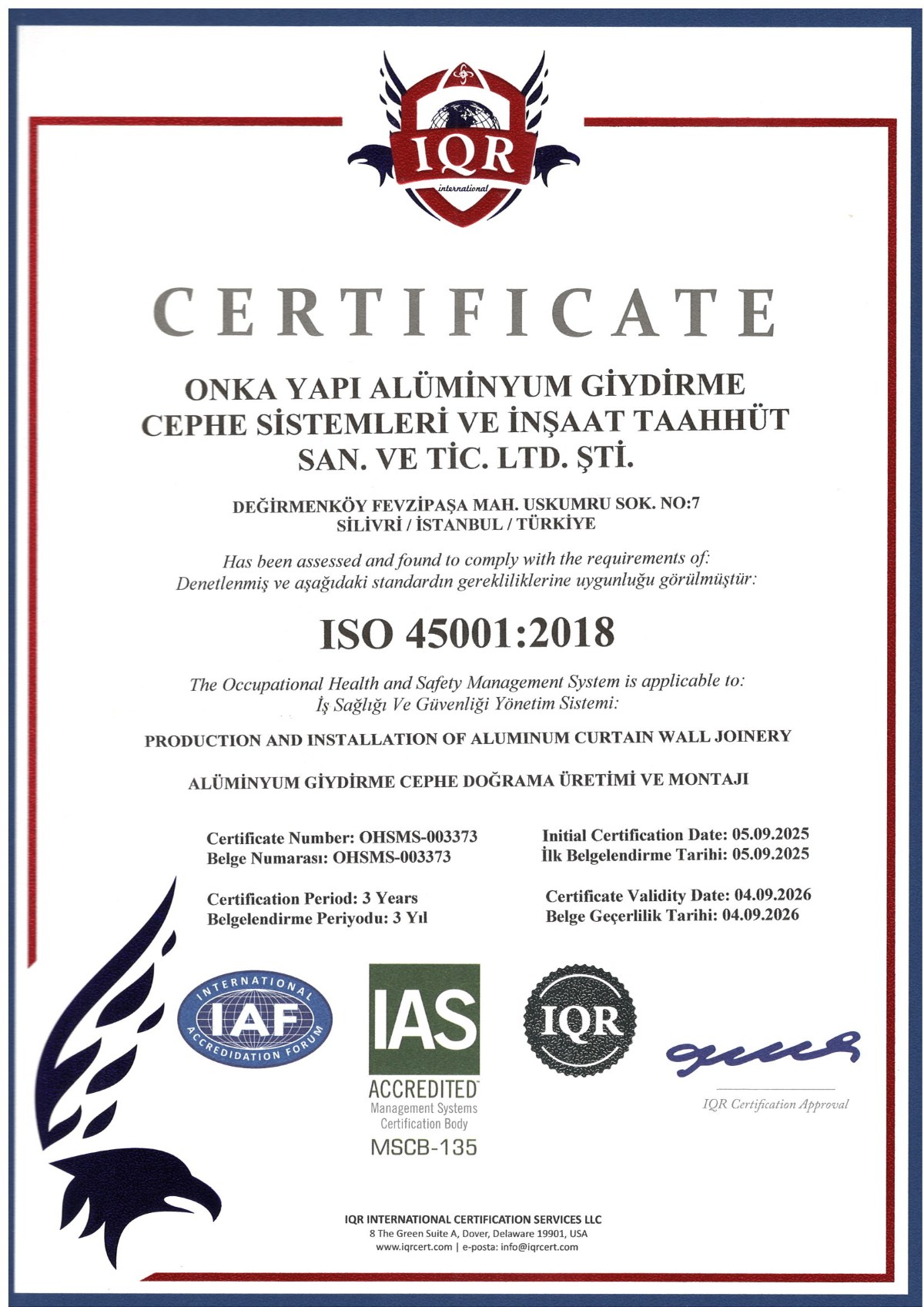 ISO 45001 Occupational Health and Safety Management System