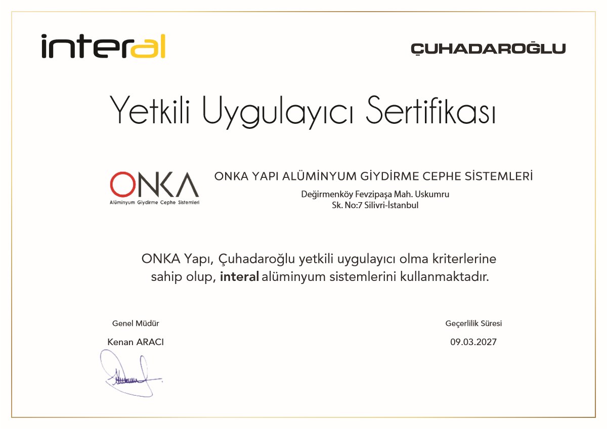 Çuhadaroğlu Authorized Applicator Certificate